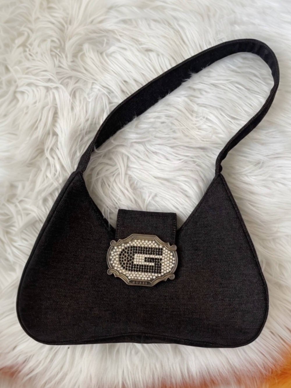 GUESS Y2K vintage shoulder bag with rhinestone logo